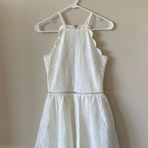 Intricate Lace White Fit and Flare Dress